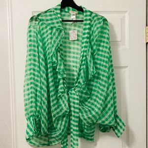 Free People Picnic Plaid Tie Front Shirt